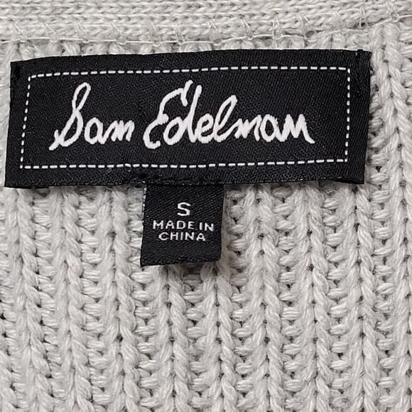 Sam Edelman Sarita Gray Mixed Knit Long Cardigan Sweater Women’s Small Oversized - Picture 7 of 10